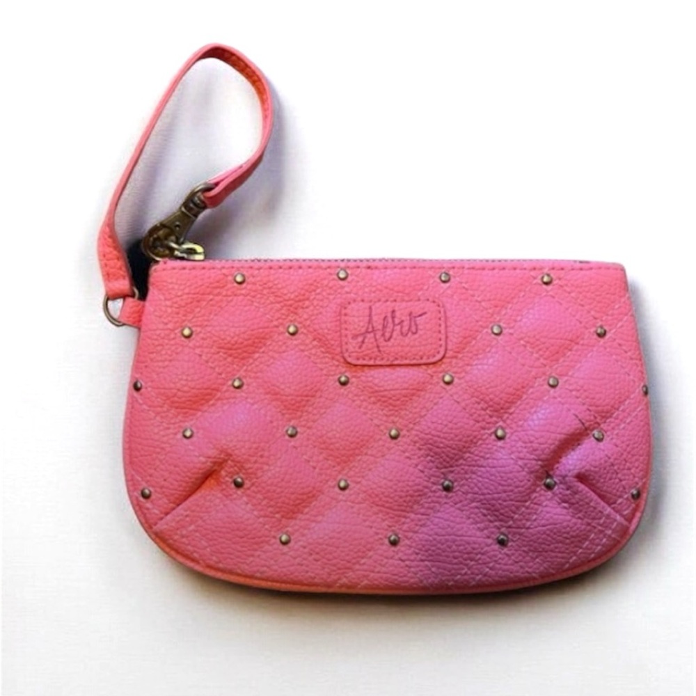 AEROPOSTALE Pink Clutch Quilted Front Zip Close Pre Loved Condition H5"×W7 3/4"